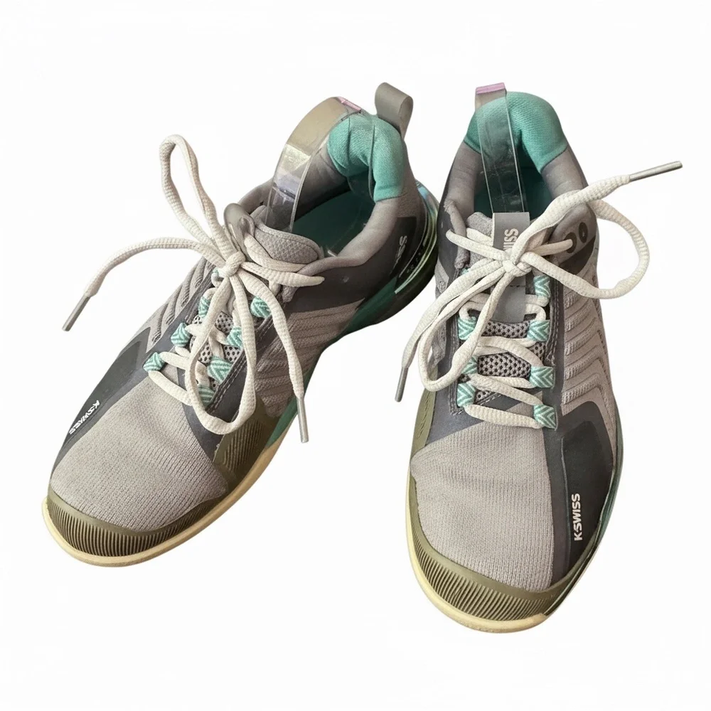 K-Swiss Ultrashot 3 Tennis Shoes Alloy Brilliant White Turquoise Women's‎ 8.5